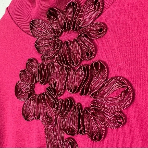 Vintage Adolfo Sport Burgundy Red 3D Ribbon Flower Mock Shirt Size Small‎ - Picture 6 of 13